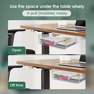 The Drawers Under The Table are Easy to Organize, Transparent Plastic Pencil Drawer Under The Table, Hidden Drawer, Transparent Pencil Drawer (Large)