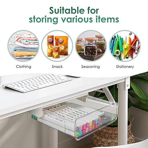 The Drawers Under The Table are Easy to Organize, Transparent Plastic Pencil Drawer Under The Table, Hidden Drawer, Transparent Pencil Drawer (Large)