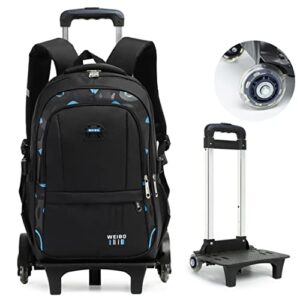 rolling backpack for kids luggage bookbag with wheels middle school trolley bag wheeled travel backpack for girls & boys