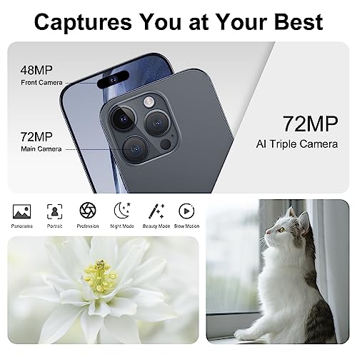 ExAchat A14 5G Unlocked Smartphone 6.82" FHD+ Display 90Hz, 72MP Camera 6800mAh,4GB+128GB/256GB Dual SIM Cell Phone Unlocked Fingerprint/Face ID