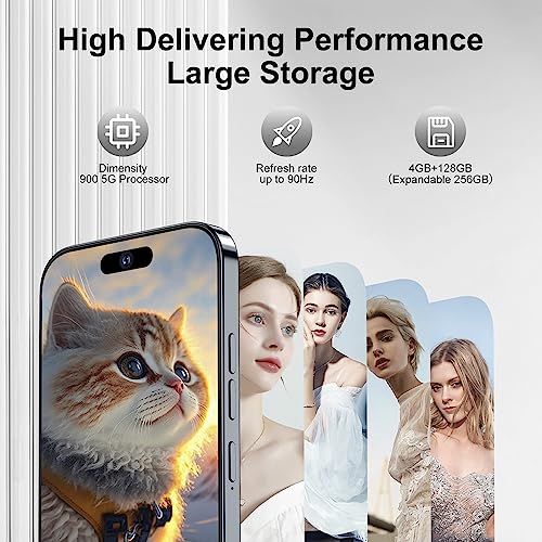 ExAchat A14 5G Unlocked Smartphone 6.82" FHD+ Display 90Hz, 72MP Camera 6800mAh,4GB+128GB/256GB Dual SIM Cell Phone Unlocked Fingerprint/Face ID