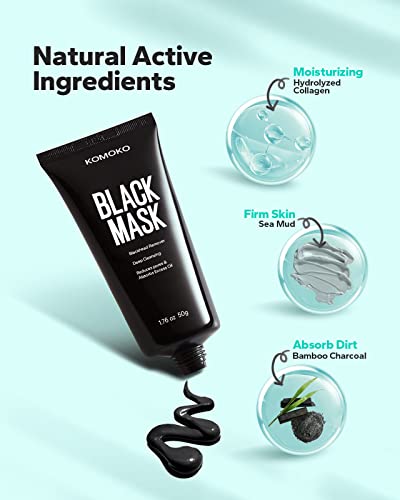 Komoko Blackhead Remover Mask (1.76 oz), Peel Off Face Mask for Men and Women, Charcoal Face Mask for Deep Cleansing, Face Mask Skin Care Peel Off, Facial Mask for Blackheads, Excess oil, Dirts, Pores