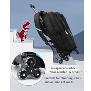 Rolling Backpack for Boys Girls Trolley Bag with Wheels Roller Backpack for Kids Wheeled Middle School Bookbags