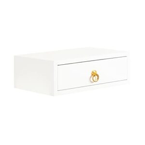 kate and laurel decklyn modern glam floating side table with concealed drawer for additional storage and home decor, 18x12x6, white/gold