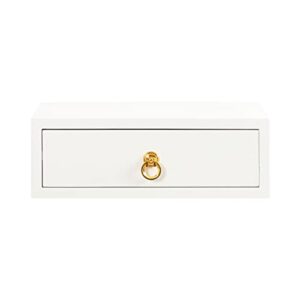 Kate and Laurel Decklyn Modern Glam Floating Side Table with Concealed Drawer for Additional Storage and Home Decor, 18x12x6, White/Gold