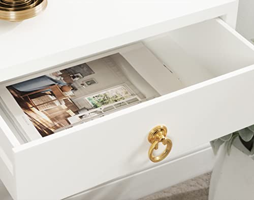 Kate and Laurel Decklyn Modern Glam Floating Side Table with Concealed Drawer for Additional Storage and Home Decor, 18x12x6, White/Gold
