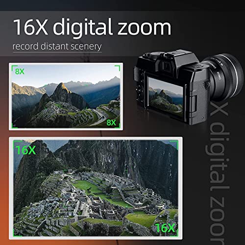 Monitech 48MP Digital Camera 4K Video Camera Reversible Display Point and Shoot Cameras for Photography 16X Digital Zoom Digital Cameras for Photography Vlogging Camera for YouTube with 32GB SD Card