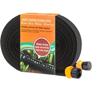 jazipo premium soaker hose 15ft - efficient garden drip irrigation system - heavy duty watering hose water-saving, linkable sprinkler hose, garden hose kit for consistent watering