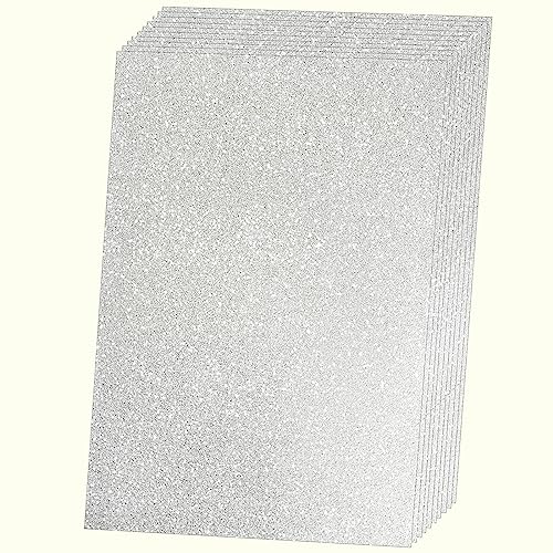 SALEMAR Silver Glitter Cardstock Paper for Cricut Duarable Sparkling Card Stock for Creating Holiday Greeting Card, Cake Toppers, Wedding Crafts, Paper Crafting, 250Gsm, 10 Sheets