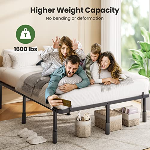 Marsail Queen Size Bed Frame, 14-Inch High Platform Bed with Steel Slat Support, Mattress Stoppers & Rounded Corners, Heavy-Duty Metal Platform, 1600 lbs Max Weight, No Box Spring Needed, MSBFQ02