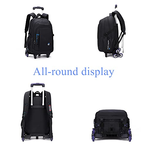 YJMKOI Large Capacity Trolley Backpack Middle School Rolling Bookbag Carry-on Luggage School Bagwith Wheels