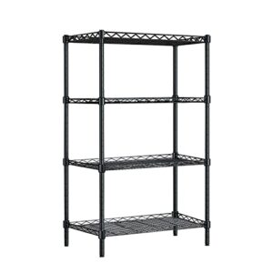 txxplv 4 tier storage shelves wire shelving unit, adjustable metal storage rack for kitchen bathroom with leveling feet (black)