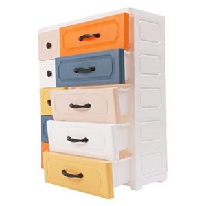 cncest plastic drawers dresser plastic dresser storage 6 drawers dressers storage cabinet for clothes plastic silent pulleys easy movement for bedroom living room home office 29.52"x12.2"x36.64"