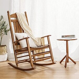 otlsh outdoor patio rocking chair, traditional wooden porch chair, brown
