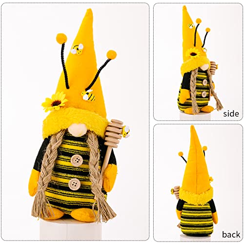 ZTML MS 2Pcs Bumble Bee Gnomes Plush Decor,Handmade Summer Gnomes Sunflower Gnomes Decor, Mr and Mrs Honeybee Gnomes Plush Tomte Elf World Bee Day Decor Tiered Tray Decor