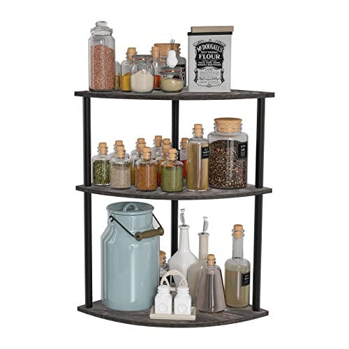 JOIN IRON Desktop Corner Stand, 3 Level Corner Storage Organizer, for Small Spaces, Home Office, Kitchen, Bathroom, 11.8 "L x 11.8" W x 19.2 "H