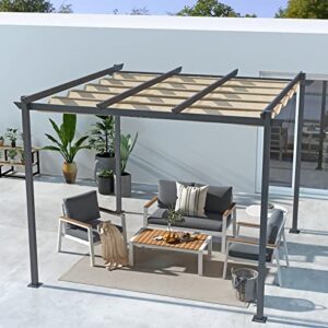 COBANA 10' x 10' Outdoor Pergola, Aluminum Patio Shade Shelter for Garden, Porch, Backyard, Beige