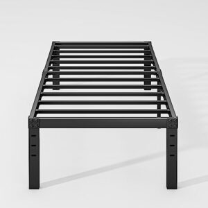 nordicbed twin bed frame 18 inch, heavy duty metal frames with steel slats support, under bed storage, no box spring needed, noise free, easy assembly, black