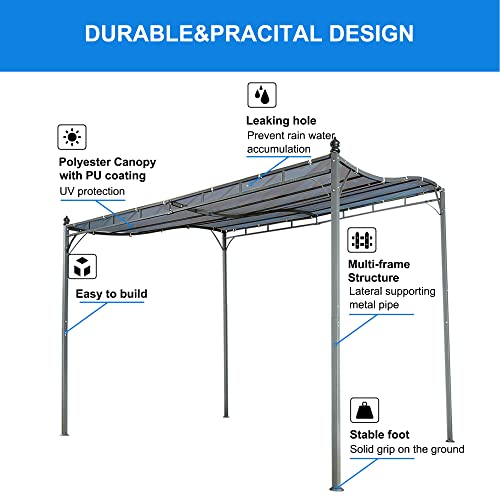 Aweather Steel Outdoor Pergola Gazebo Patio Canopy Shelter Outdoor Sun Shade for Door Porch,Garden, Backyard,Grill (Grey)