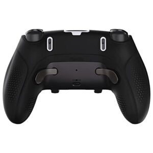 PlayVital Ninja Edition Anti-Slip Half-Covered Silicone Cover Skin for ps5 Edge Controller, Ergonomic Protector Soft Rubber Case for ps5 Edge Wireless Controller with Thumb Grip Caps - Black