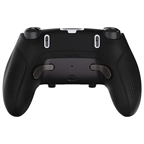 PlayVital Ninja Edition Anti-Slip Half-Covered Silicone Cover Skin for ps5 Edge Controller, Ergonomic Protector Soft Rubber Case for ps5 Edge Wireless Controller with Thumb Grip Caps - Black