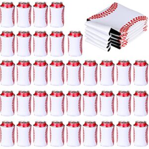 24 pieces baseball can sleeves slim can cooler sleeves neoprene hot and cold drinks soda cover beer cup insulator reusable baseball lovers gifts for hot and cold drinks soda game party(5.1 x 3.9 inch)