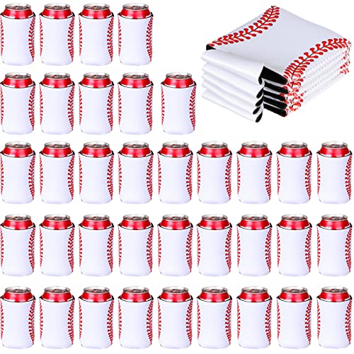 24 Pieces Baseball Can Sleeves Slim Can Cooler Sleeves Neoprene Hot and Cold Drinks Soda Cover Beer Cup Insulator Reusable Baseball Lovers Gifts for Hot and Cold Drinks Soda Game Party(5.1 x 3.9 Inch)