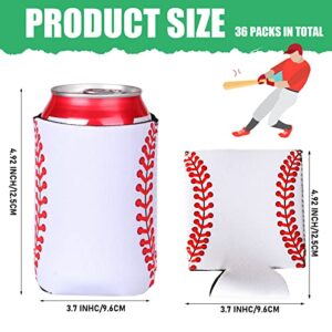 24 Pieces Baseball Can Sleeves Slim Can Cooler Sleeves Neoprene Hot and Cold Drinks Soda Cover Beer Cup Insulator Reusable Baseball Lovers Gifts for Hot and Cold Drinks Soda Game Party(5.1 x 3.9 Inch)