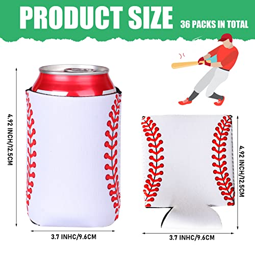 24 Pieces Baseball Can Sleeves Slim Can Cooler Sleeves Neoprene Hot and Cold Drinks Soda Cover Beer Cup Insulator Reusable Baseball Lovers Gifts for Hot and Cold Drinks Soda Game Party(5.1 x 3.9 Inch)