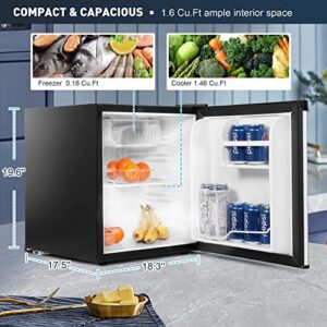 E-Macht Energy Efficient Compact Refrigerator 1.6CU.FT with Adjustable Thermostat - Ideal Mini Fridge for Dorms, Offices, Bedrooms or Kitchens