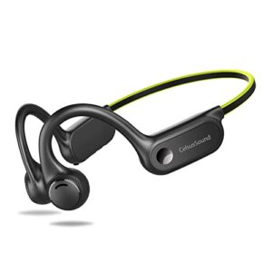 celsussound bone conduction headphones with noise-canceling mic, bluetooth waterproof sport headphones, open ear stereo headphones up to 10h playtime, wireless headset for running and workout