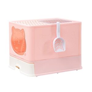 meikuler cat litter box large litter pan for cats foldable litter boxes comes with cat litter scoop (upg-pink)