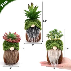 Upltowtme Succulent Gnomes Greenery Plants Swedish Tiered Tray Faux Moss Tomte Cacti Nordic Dwarf Home Stuffed Gnomes Collection Garden Display Friend's Coworker's Summer Gift for Plant Lover Set of 3