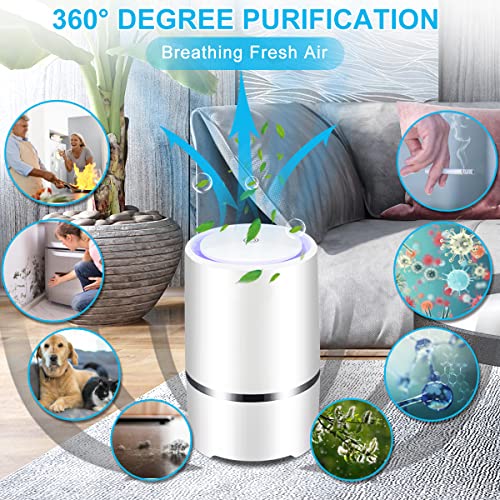 MELEDEN Air Purifier for Home with True HEPA Filters,Low Noise Portable Air Purifiers with Night Light,Desktop USB Air Cleaner,GL2103