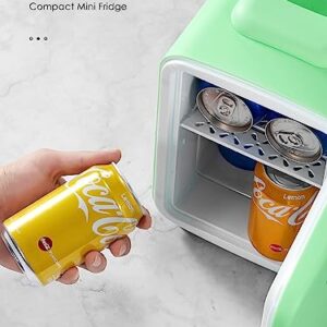 Reemix Mini Fridge, 3.7 Liter/6 Can Portable Cooler and Warmer Personal Refrigerator for Skin Care, Cosmetics, Beverage, Food,Great for Bedroom, Office, Car, Freon-Free (Green)