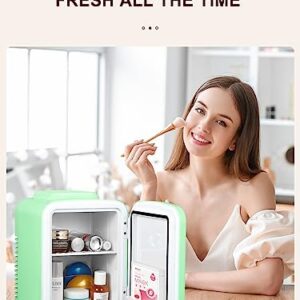 Reemix Mini Fridge, 3.7 Liter/6 Can Portable Cooler and Warmer Personal Refrigerator for Skin Care, Cosmetics, Beverage, Food,Great for Bedroom, Office, Car, Freon-Free (Green)