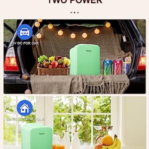Reemix Mini Fridge, 3.7 Liter/6 Can Portable Cooler and Warmer Personal Refrigerator for Skin Care, Cosmetics, Beverage, Food,Great for Bedroom, Office, Car, Freon-Free (Green)