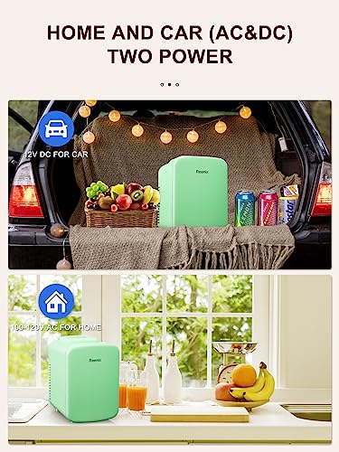 Reemix Mini Fridge, 3.7 Liter/6 Can Portable Cooler and Warmer Personal Refrigerator for Skin Care, Cosmetics, Beverage, Food,Great for Bedroom, Office, Car, Freon-Free (Green)