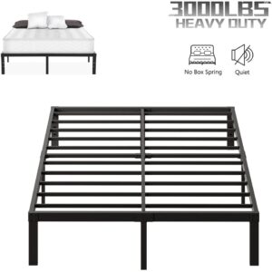 Sealvvos 14 inch King Bed Frame Metal Platform Mattress Foundation with Steel Slat Support, No Box Spring Needed, Easy Assembly, Black