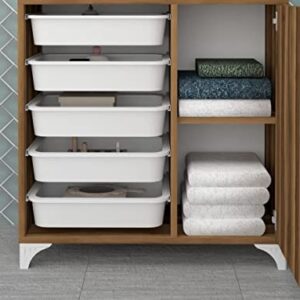 Comfyt Dresser Closet Organizer and Storage Bins Drawer Toy Storage Bathroom Office Kitchen Pantry Organizer Garage Organization Chest Shelves Shoe Cabinet Rack Bookshelf (Walnut 5 Basket with Door)