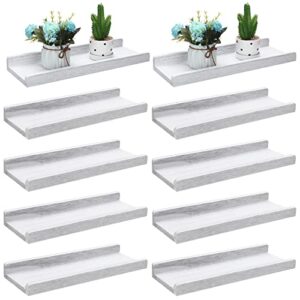 10 pcs white floating shelves wall mounted 17 x 6 inch rustic wood wall shelves wooden floating shelves hanging picture ledge shelf for storage bathroom bedroom nursery room kitchen wall decor