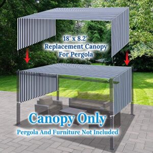 YardGrow 18' L x 8.2' W Pergola Replacement Canopy Universal Pergola Canopy Replacement Top Cover for Pergola Structure (Blue with White)