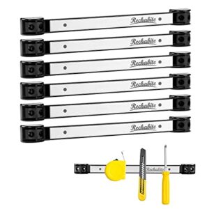 rechabite 6 pieces 12" magnetic tool holder strip, stainless steel surface tool magnet bar, metal tool organizer rack for garage organization, easy to install in workshop, mounting screws included