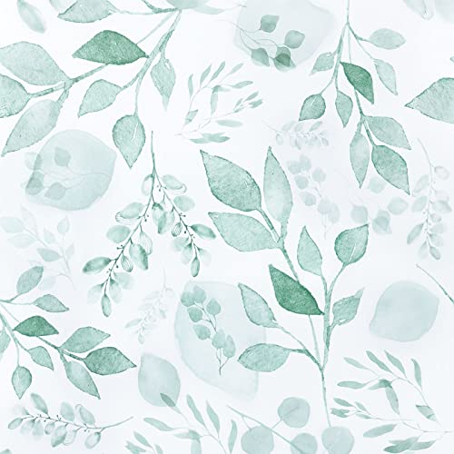 Melwod Green Breezy Leaves Peel and Stick Wallpaper 17.7” x 78.7” Neutral Watercolor Floral Leaf Contact Paper Self-Adhesive Vinyl for Drawer Cabinets Furniture Accent Walls