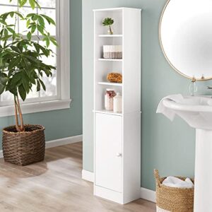 azzan white bathroom storage with open and concealed shelves