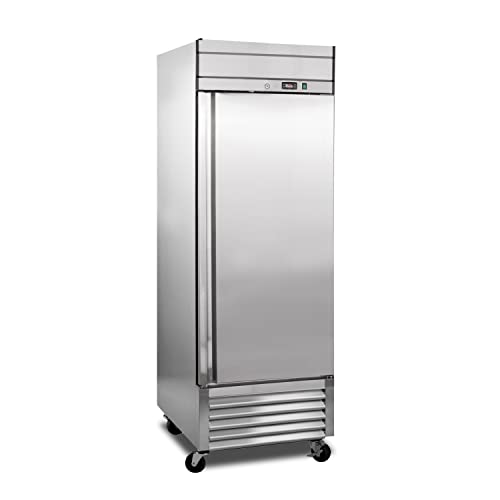 DUURA DUR1 Reach-in Refrigerator Commercial Freestanding with Single Heavy Duty Door and 3 Poly Coated Shelves Programmable Automatic Defrost and Swivel Casters, 23-Cu.Ft, Metallic