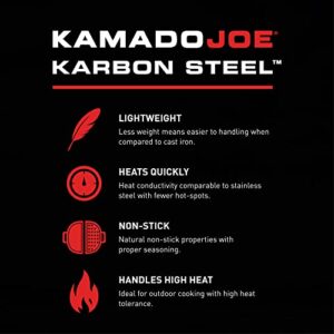 Kamado Joe KJ15094622 Karbon Steel Griddle for Big Joe Grills, Black