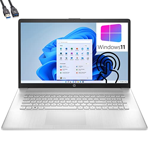 HP 17 17.3" HD+ Touchscreen Laptop Computer, Hexa-Core AMD Ryzen 5 5625U (Beat i5-1235U), 32GB DDR4 RAM, 1TB PCIe SSD, 802.11AC WiFi, Bluetooth 5.0, Windows 11, Includes Free Extension Cable