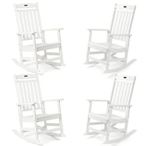 patio rocking chairs set of 4,poly lumber rocker,all weather rocking chair outdoor,high back porch rocker,wide plastic rocking chair for adult,360lbs