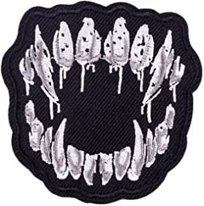 punk skull embroidery patch vampire teeth & mouth black cartoon embroidered iron on patch sexy vampire lips sticker craft fabric accessory sewing jacket polo t-shirt hat bag clothing accessories